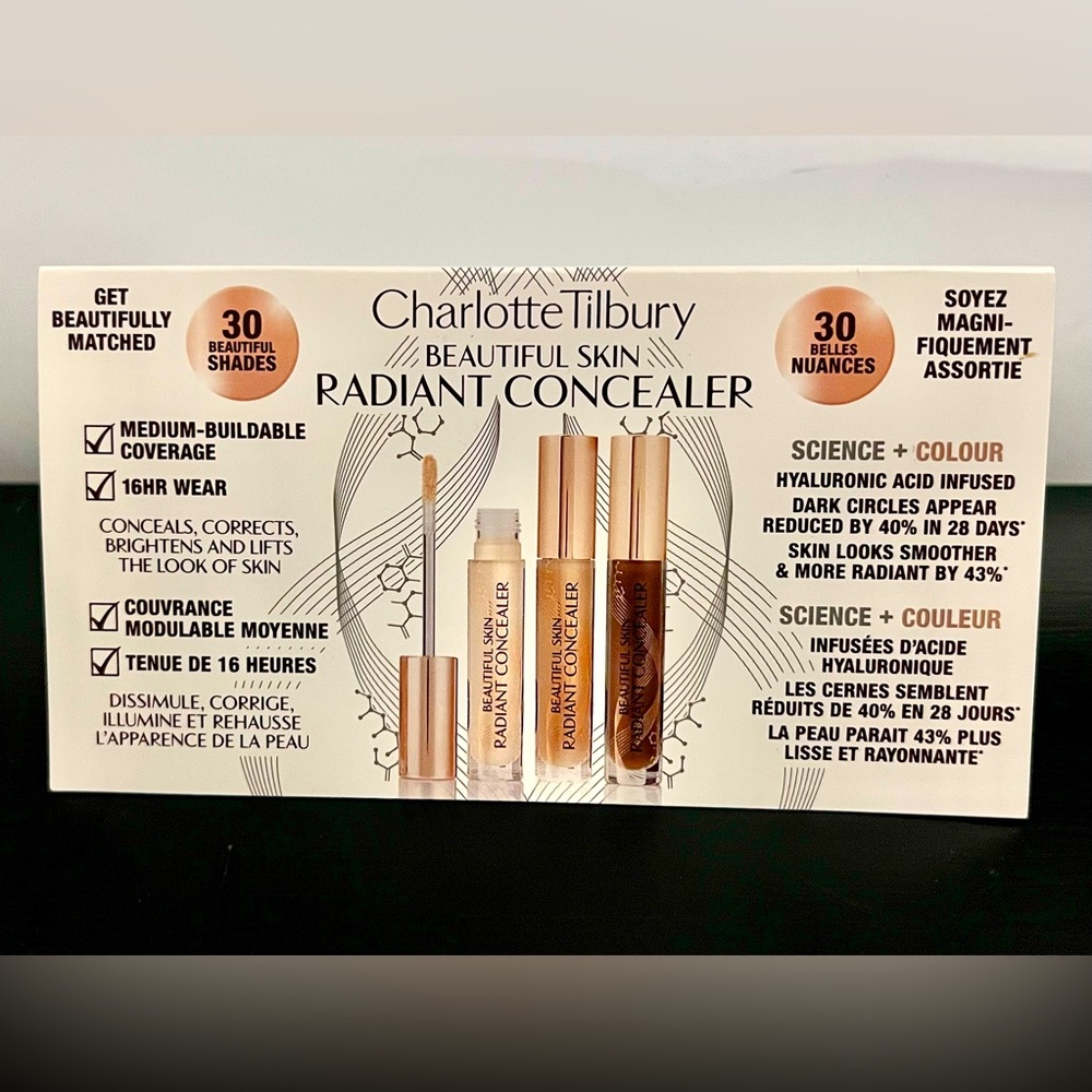 Charlotte Tilbury Beautiful Skin Radiant
Concealer sample Card 10 Shades New